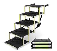 Dog Steps for Car - Dog Ramps for Cars with Glow in the Dark Marking - Non-slip surface Car Ramp - Suitable for Medium Cars & Crossovers - Portable Aluminum Folding Pet Ramp for Dogs - 5 Steps