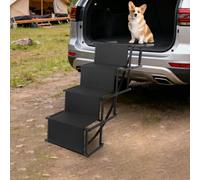 Dog Steps for Car, Foldable 4 Steps Pet Sairs Ramp 80kg Capacity for SUVs | Portable Lightweight Pet Steps, for large breeds, senior dogs or pets up to 80kg, 101x47x76cm