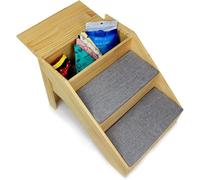 Dog Steps Stairs for Bed, 3 Step With Storage, Wood Pet Ramp For Small Medium Large Dogs Cats, 19 Inch High For Tall Bed/Couch/Indoor Bedside, Load 60Kg,