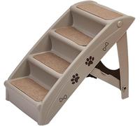 Dog Steps Stairs for Bed, 4 Steps Foldable Dogs Stair for Small to Medium Dog and Pet, Pet Storage Stepper for High beds Sofa with Siderails and Washable Carpet(Grigio)