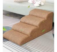 Dog Steps Stairs for Bed, Couch Removable Replacement Cover And Wood Frame, Heavy Duty 4 Step Pet Ramp For Small Medium Large Dogs, Puppy Doggie Soft Bed(Bruin,80x40x40cm)