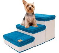 Dog Steps Stairs for Bed, Foldable Dog Ramp,Collapsible Storage Box, Puppy Climb Ramp Ladder Sofa Bed for for Dogs Puppies And Cats Up To 55 Pounds(Blauw)