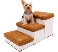 Dog Steps Stairs for Bed, Foldable Dog Ramp,Collapsible Storage Box, Puppy Climb Ramp Ladder Sofa Bed for for Dogs Puppies And Cats Up To 55 Pounds(Bruin)