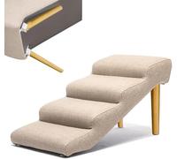 Dog Steps Stairs for Bed, Folding Loft Bed, Leather Pet Stairs For High Beds Large Cats, Ramps Small Dogs Suv Side Door Non Skid Bottom(Size:72x40x40cm,Color:Light brown)