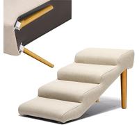 Dog Steps Stairs for Bed, Folding Loft Bed, Leather Pet Stairs For High Beds Large Dogs Cats, Dog Ramps For Small Dogs Suv Side Door Non Skid Bottom(Beige,72x40x45cm)