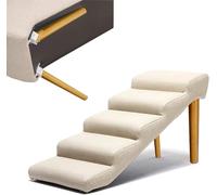 Dog Steps Stairs for Bed, Folding Loft Bed, Leather Pet Stairs For High Beds Large Dogs Cats, Dog Ramps For Small Dogs Suv Side Door Non Skid Bottom(Beige,90x40x50cm)