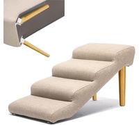 Dog Steps Stairs for Bed, Folding Loft Bed, Leather Pet Stairs For High Beds Large Dogs Cats, Dog Ramps For Small Dogs Suv Side Door Non Skid Bottom(Light Brown,72x40x45cm)