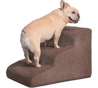 Dog Steps Stairs for Bed, Non-Slip 3 Tiers Pet Steps with Washable Fabric Cover,Extra Wide Deep Dog Steps Stairs for Small Older Injured Dogs Cats(S)