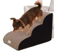 Dog Steps Stairs for Bed, Soft Foam Non-Skid Pet Step Ladder, 2-Layer/3-Layer Easy-Step Dog Cats Stairs Ramp Sofa Bed Couches Ladder for Small Or Older Dog, Washable Cover(Beige,3 Layer)