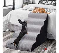 Dog Steps&Stairs for High Beds 24.4 inches High Up to 24-28 inches Bed, Tall Extra Wide Pet Stairs/Steps for High Bedsides,Non-Slip Dog Ramps for Small Older Dogs/Cats(Grey)