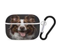 Dog Sticking Out Tongue Earbuds Organizer Shockproof Protective Airpods Pro Cover with Carabiner Clip Anti Fall Carrying Earphone Case Cover for Airpods Pro 2nd Generation White