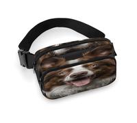 Dog Sticking Out Tongue Fanny Pack Belt Bag with Adjustable Strap Fashion Waist Bag for Outdoor Sports Hiking, white, 20x13cm, Full Printed Waist Bag