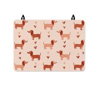 Dog Stove Top Cover for Electric Stove, Playful Fanciful Heart Dachshund None Brown Washable Kitchen Cover for Counter Space Extension Festive Holiday Kitchen Decor 28x20 Inch