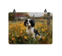 Dog Stove Top Cover for Electric Stove, Rustic Natural Flowers Field Summer Yellow Waterproof Stovetop Cover Board for Glass Surface Home Kitchen Decor 28x20 Inch