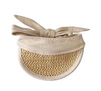 Dog Straw Hat Dog Sun Hat Protections Visors for Small Dogs with Adjustable Chin Strap Long Strap(Khaki-L/XL)