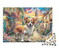 Dog Street View 1000 Piece Jigsaw Puzzle Paper for Adults Sunset Scene Puzzle Game for Family Focus Home Decor 70x50cm/1000pcs