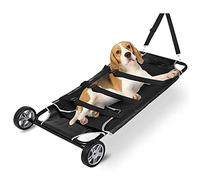 Dog Stretcher, Pet Transport Trolley Animal Gurney Foldable with Noiseless Wheels, Max 200lbs Capacity, This Stretcher is Also Equipped with Two Wheels, It Can Be Easily Dragged On Uneven Ground