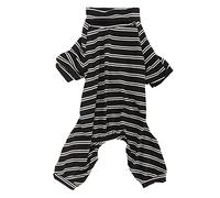 Dog Striped Pajamas | Classic Black & White Full Coverage | Lightweight Polyester for Puppies/Dogs with Sensitivities/Post - Procedure Care | Soft & Breathable (L)
