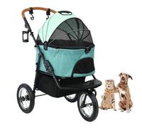 Dog Stroller, 3 in 1 Pet Stroller for Small Dogs, 3-Wheel Design with Detachable Carriage and Storage Basket, One-Button Folding Frame
