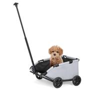 Dog Stroller 4 Wheels Folding Dog Cart Pet Stroller for Travelling Shopping Walking Playing for Small Dogs Cats, Up to 13.2lbs, Zipperless Entry, Easy One-Hand Fold, Jogging Tires (Light Grey)