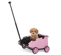 Dog Stroller 4 Wheels Folding Dog Cart Pet Stroller for Travelling Shopping Walking Playing for Small Dogs Cats, Up to 13.2lbs, Zipperless Entry, Easy One-Hand Fold, Jogging Tires (Pink)