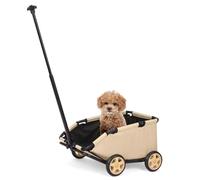 Dog Stroller 4 Wheels Folding Dog Cart Pet Stroller for Travelling Shopping Walking Playing for Small Dogs Cats, Up to 13.2lbs, Zipperless Entry, Easy One-Hand Fold, Jogging Tires (Khaki)