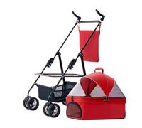 Dog Stroller Animal Stroller Pet Stroller Dog Cat Teddy Baby Stroller Pet Dog Stroller Lightweight Detachable Cage Folding Cat Stroller(Red,A)