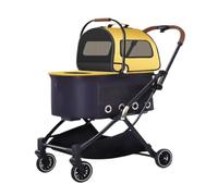Dog Stroller Automatic Folding Double-layer Pet Stroller Detached Pet Stroller Small And Medium-sized Pet Stroller Cat Stroller(Yellow)