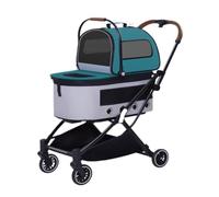 Dog Stroller Automatic Folding Double-layer Pet Stroller Detached Pet Stroller Small And Medium-sized Pet Stroller Cat Stroller(Green)