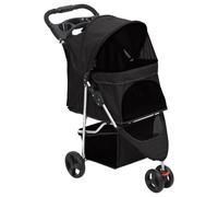 Dog Stroller Black 300D Oxford Fabric Steel Foldable 80x46x98 cm Pet Buggy Lite