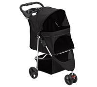 Dog Stroller Black 80x46x98cm 300D Oxford Fabric Steel Foldable Pet Pram Wheels