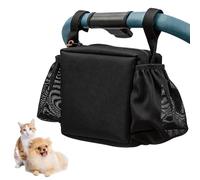 Dog Stroller Caddy Bag,with Cup Holder and Waste Bag Outlet | Adjustable fastening straps, Large capacity storage, Side mesh pockets for waste bags, Sturdy waterproof polyester fabric