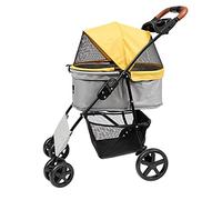Dog Stroller Cat Pet Jogger Wagon Foldable Cart with 4 Wheels Dog and Cat Pet Equipment 2-in-1 Multi-Directional Ventilation Inlet and Outlet Holds Pets Up to 15 Kg / 33 Lbs