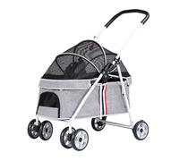 Dog Stroller Cat Pet Jogger Wagon Foldable Cart with 4 Wheels Dog and Cat Pet Equipment 3-in-1 Multi-Directional Ventilation Inlet and Outlet Holds Pets Up to 20 Kg / 44 Lbs (Color : Graey)