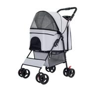 Dog Stroller Cat Stroller Pet Stroller 3 in 1 Dog Stroller Foldable Pet Stroller with Detachable Carrier Storage Basket 4 Wheels for Small Medium Dogs & Cats Dog Pushchair Dog Buggy (Color : Grey, S