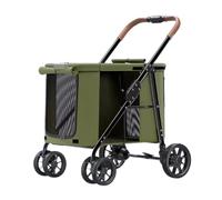 Dog Stroller Cat Stroller Pet Stroller Foldable Pet Stroller with 4 Wheels Portable Dog Stroller Cat Stroller for Small Medium Dogs Cats Dog Pushchair Dog Buggy (Color : Grün)