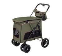 Dog Stroller Cat Stroller Pet Stroller Foldable Pet Stroller with 4 Wheels Portable Dog Stroller with Storage Bag Cat Stroller for Medium Small Dogs Cats Dog Pushchair Dog Buggy (Color : Grün, Size