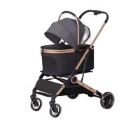 Dog Stroller Cat Stroller Pet Stroller Folding Pet Stroller 3 in 1 Cat Dog Stroller with Detachable Carrier Storage Basket 4 Wheels for Medium Small Dogs Cats Dog Pushchair Dog Buggy (Color : Grey,