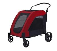 Dog Stroller Convenient and Simple Pet Stroller Dog Stroller Foldable Lightweight Material Cat and Dog Medium and Large Cat Stroller(Red)
