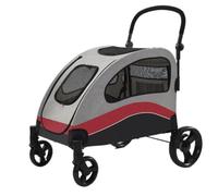 Dog Stroller Convenient and simple pet stroller dog stroller foldable lightweight material cat and dog medium and large Cat Stroller(Red)
