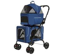 Dog Stroller Convenient and Simple Pet Stroller Dog Stroller Foldable Lightweight Material Cat and Dog Medium and Large Cat Stroller(Blue)