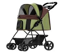 Dog Stroller Convenient pet stroller dog stroller foldable lightweight material small and medium-sized dogs and cats Cat Stroller(Green)