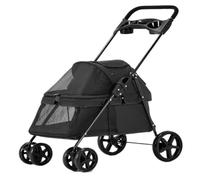 Dog Stroller Convenient Pet Stroller Dog Stroller Foldable Lightweight Material Small And Medium-sized Dogs And Cats Cat Stroller(Black)