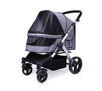 Dog Stroller, Dog Stroller for Large Dogs, Pet Gear Travel Stroller Carrier Cat Stroller Pram for Two Cats, Breathable Oxford Cloth, Pushchair Aluminum Alloy Loading 30kg(Dark Gray)
