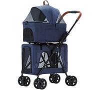Dog Stroller Double Cat Dog Strollers Pet Stroller for 2 Dogs/Cats Foldable Doublelayer Pet Trolley Pushchair Great for Twin Or Multiple Breathable Travel