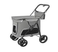 Dog Stroller Dual Entry and Top Pet Stroller Removable Storage Bag Stroller Four Wheel Pet Stroller Outdoor Pet Stroller Cat Stroller(G)