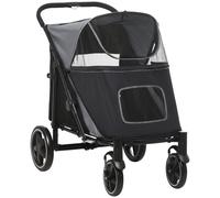 Dog Stroller Foldable Black/Grey Steel & Oxford Fabric 112x65x100cm Lg Pets XL+