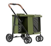 Dog Stroller Foldable Cart Carriage Pet Dog Strollers for Large Dogs, Folding Large Space Dog Pram Pushchair Luxury Multi Pet Travel Stroller Carrier for Cat Dog and More(Green)
