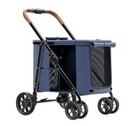 Dog Stroller Foldable Cart Carriage Pet Dog Strollers for Large Dogs, Folding Large Space Dog Pram Pushchair Luxury Multi Pet Travel Stroller Carrier for Cat Dog and More (Blue)