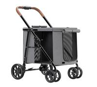 Dog Stroller Foldable Cart Carriage Pet Dog Strollers for Large Dogs, Folding Large Space Dog Pram Pushchair Luxury Multi Pet Travel Stroller Carrier for Cat Dog and More(Gray a)